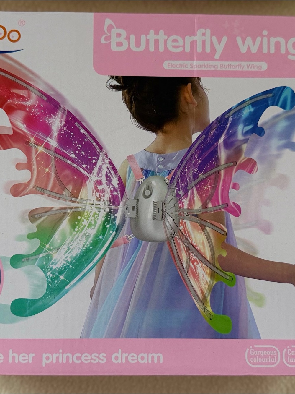 RockWoo Electric Sparkling Butterfly Wings Light Up Fairy Costume Toy
